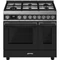 SMEG SZABADONÁLLÓ TŰZHELY,Portofino,90 cm,70 + 35 l sütőtér,8 + 4 funkció, 6 gázégő (ebből 1 db 4,2 kW-os WOK égő),antracit