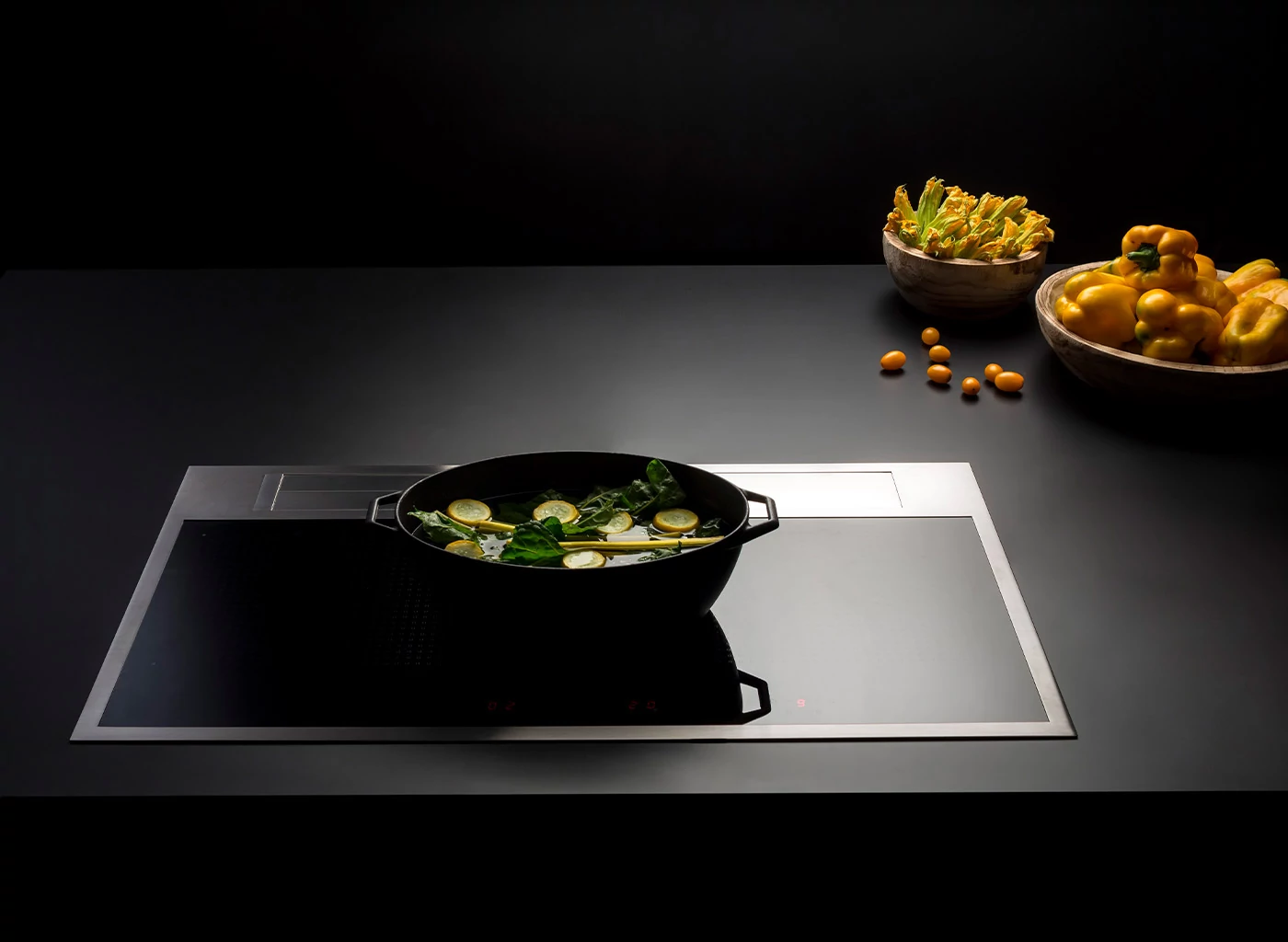 Falmec SINTESI 90 cm indukciós főzőlap beépített elszívóval, inox