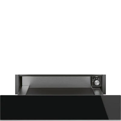 SMEG EDÉNYMELEGÍTŐ FIÓK, Dolce Stil Novo,kiegészítő a 45 cm-es kompakt sütőkhöz, fekete üveg / inox, fogantyú nélküli