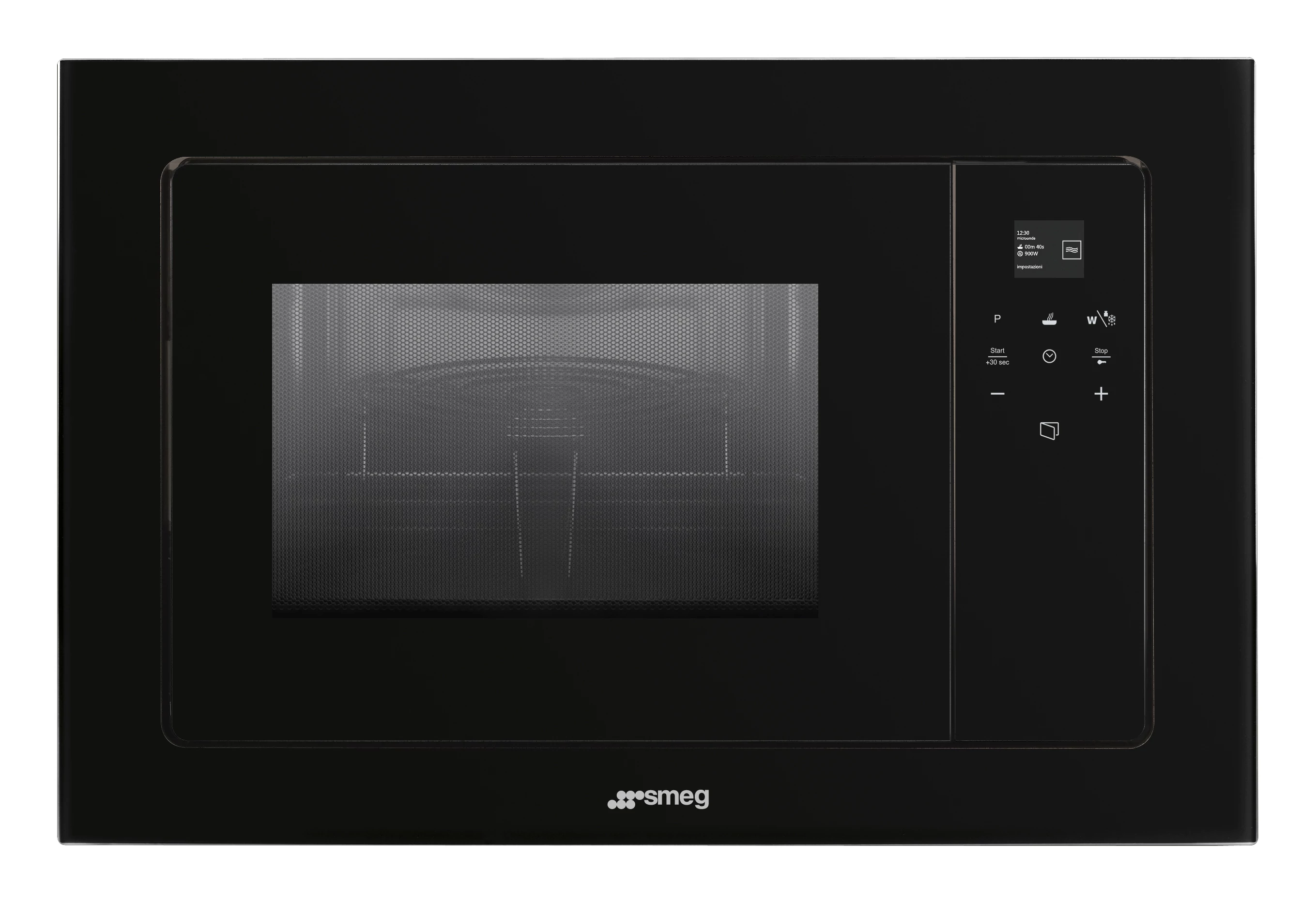 SMEG MIKROHULLÁMÚ SÜTŐ, Linea design, beépíthető, 20 liter, mélyfekete üveg