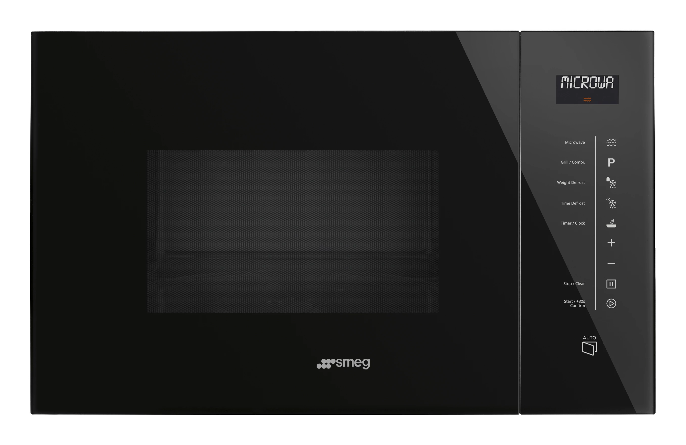 SMEG MIKROHULLÁMÚ SÜTŐ, Linea design, beépíthető, 25 liter, fekete üveg
