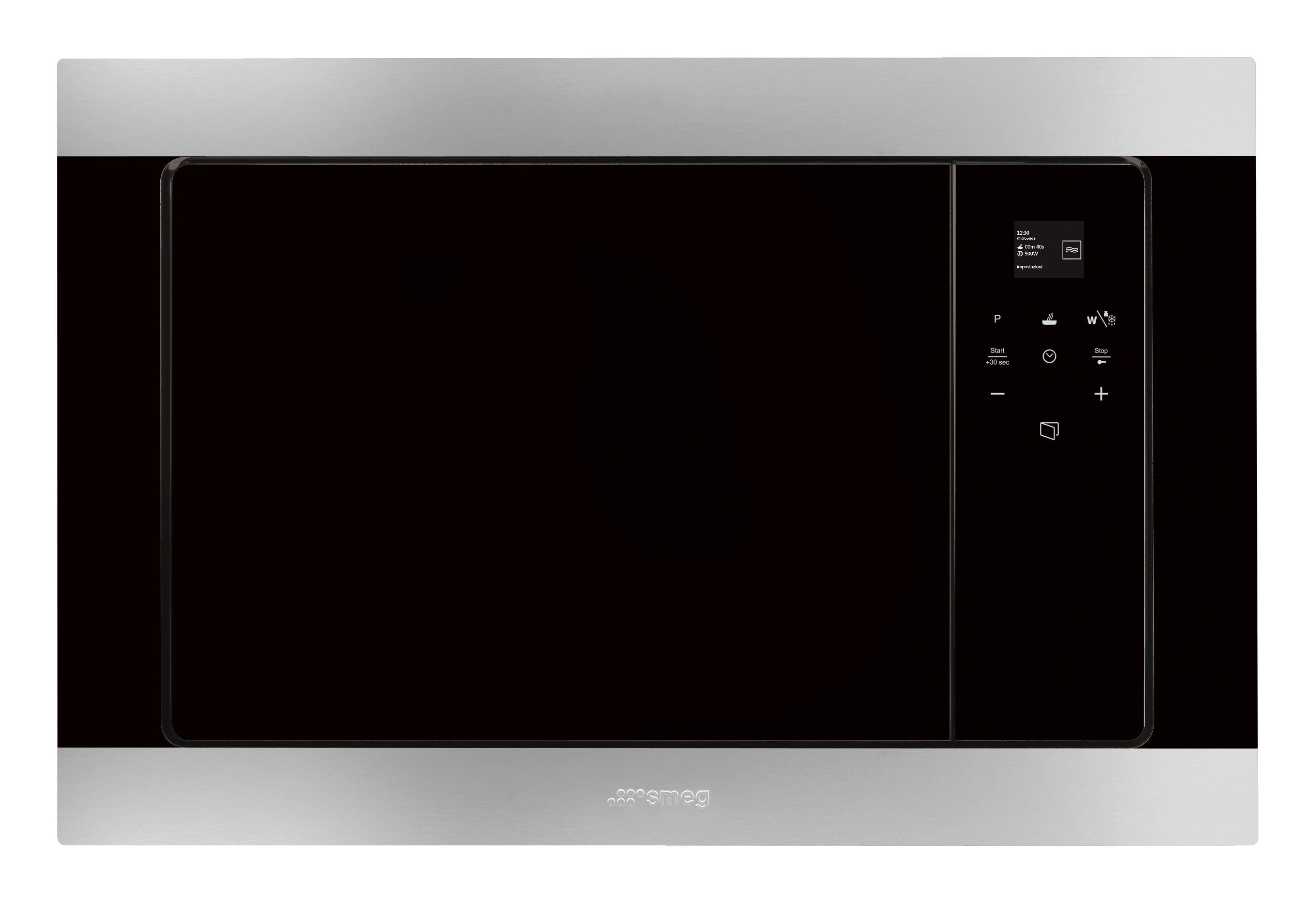 SMEG MIKROHULLÁMÚ SÜTŐ,Classic,beépíthető,20 liter, 5 funkció,TFT kijelző,full touch,rozsdamentes acél/ fekete üveg