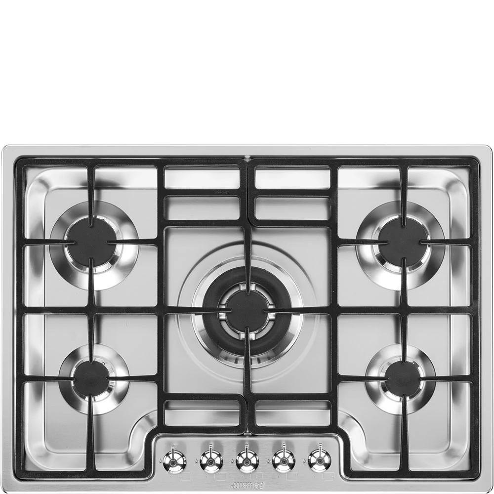 SMEG GÁZ FŐZŐLAP,Classic / Linea ,72cm,munkalapszintű,4 normál + 3,9 kW-os WOK égő,szálcsisz.rm.acél
