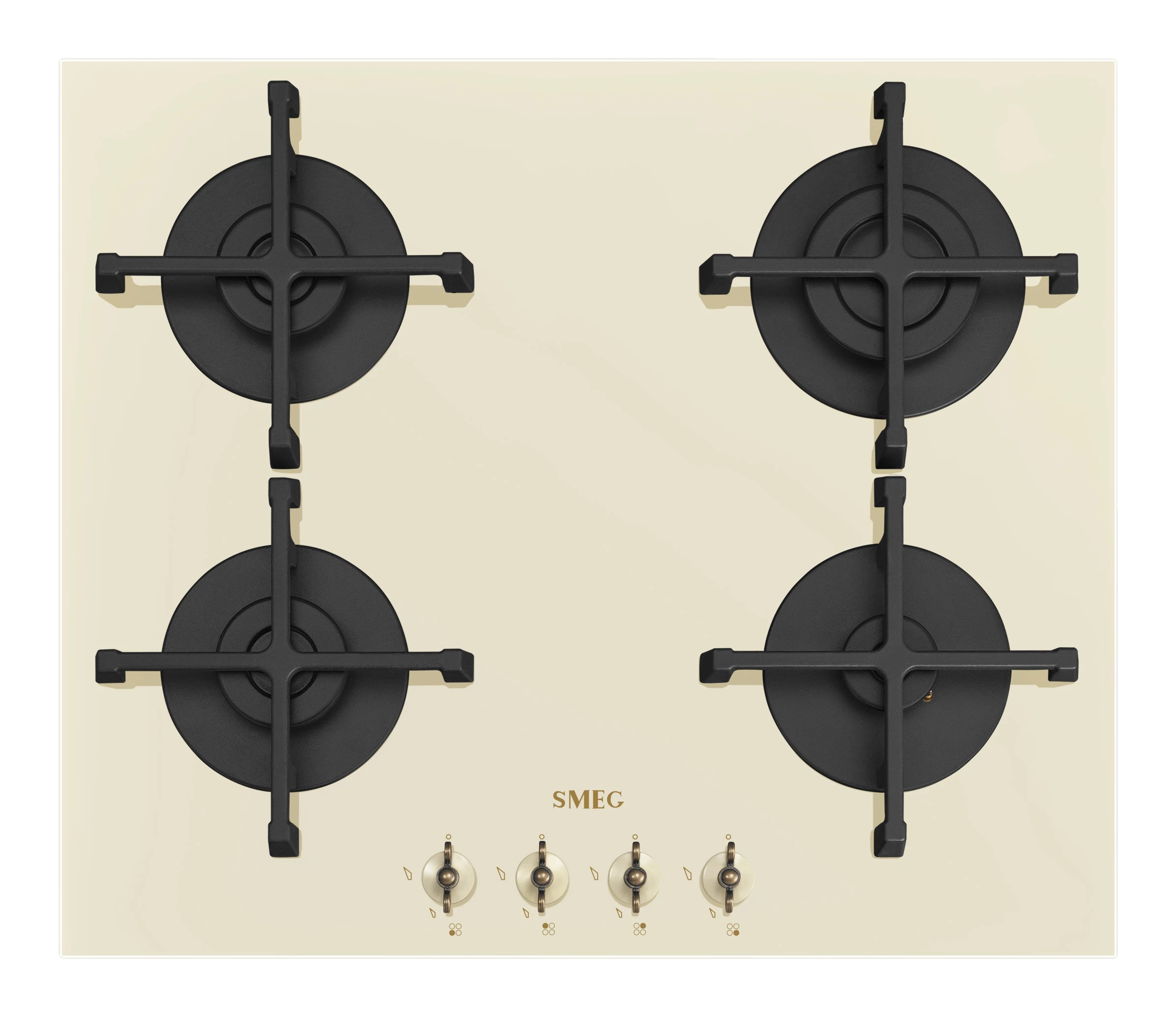 SMEG GÁZ FŐZŐLAP,Colonial,60 cm,4 db normál égő,bézs üveg,bronz vezérlőgombok,egyenes él