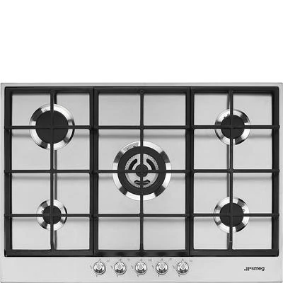 SMEG GÁZ FŐZŐLAP,Linea ,72,5 cm,4db normál + 1 4 kW-os WOK gázégő,,szálcsiszoltrozsdamentes acél