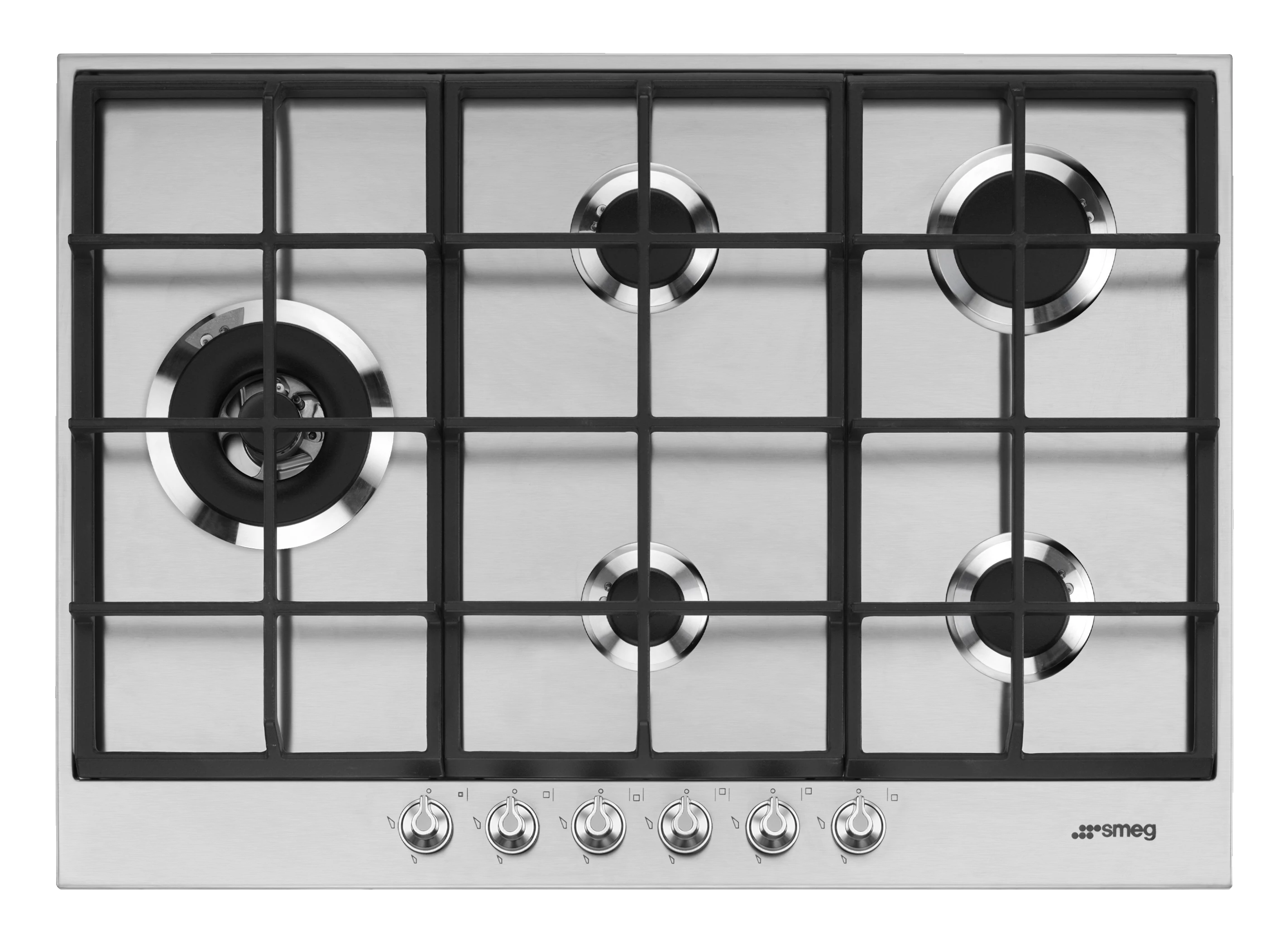SMEG GÁZ FŐZŐLAP,Linea ,72,5 cm,4 normál + 1 4,2 kW-os WOK gázégő,,szálcsiszolt rozsdamentes acél