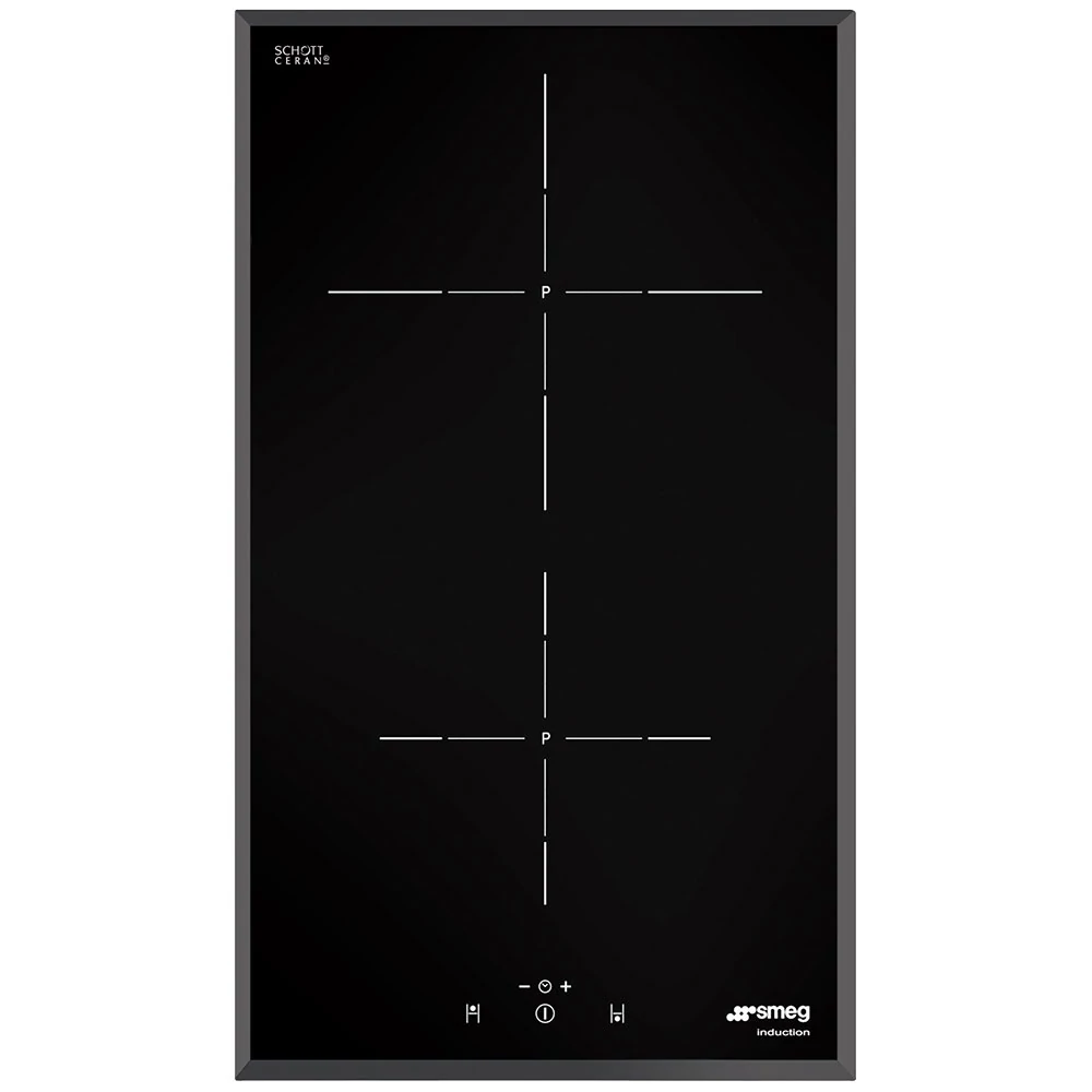 SMEG DOMINO INDUKCIÓS FŐZŐLAP,30cm,2 bőv.zóna,9f,3,1kW ultra-gyors,érintősz.,2időzítő,keretnélküli lekerekített élű üveg