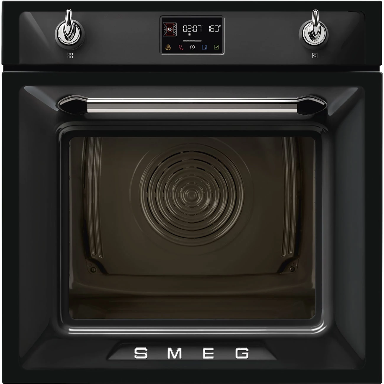 SMEG KOMBINÁLT PIROLITIKUSGŐZPÁROLÓ-SÜTŐ, Victoria design, 60 cmszéles, 12 + 1 funkció, LCD kijelző, fekete