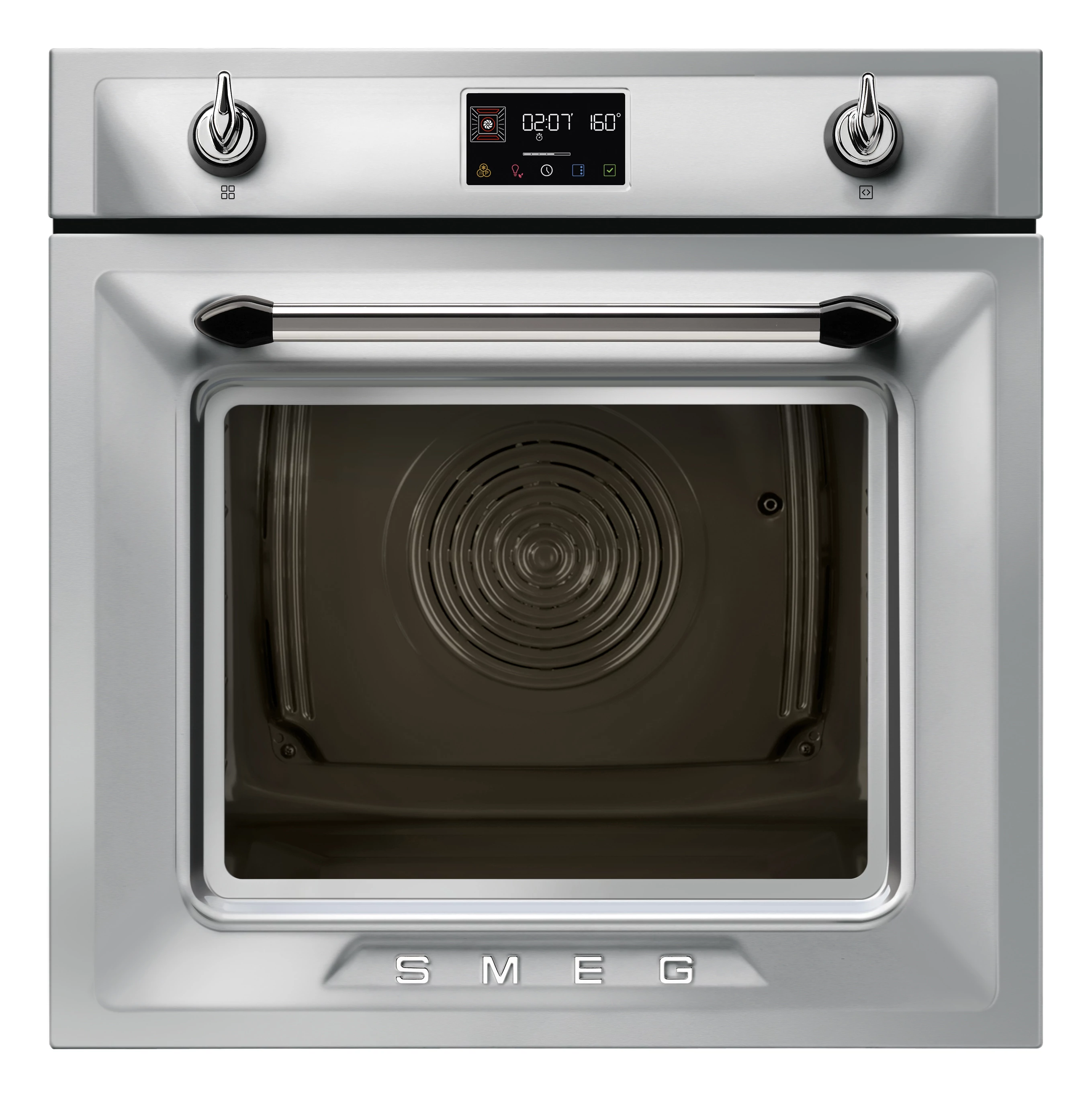 SMEG KOMBINÁLT PIROLITIKUSGŐZPÁROLÓ-SÜTŐ, Victoria design, 60 cmszéles, 12 + 1 funkció, LCD kijelző, inox